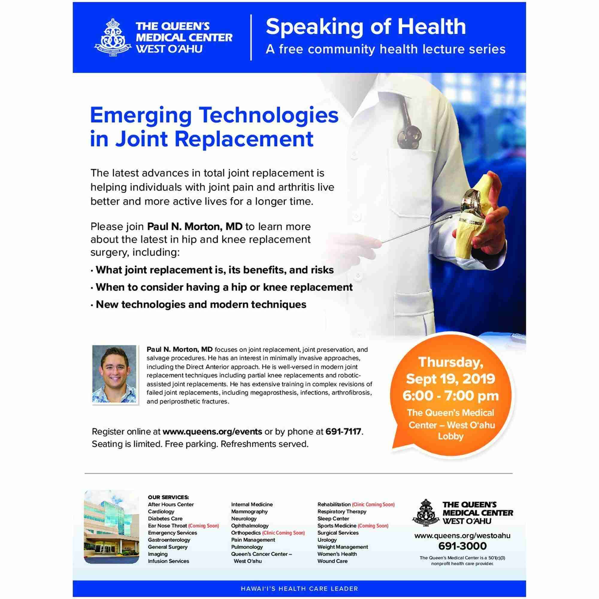 Register for Emerging Technologies in Joint Replacement Event