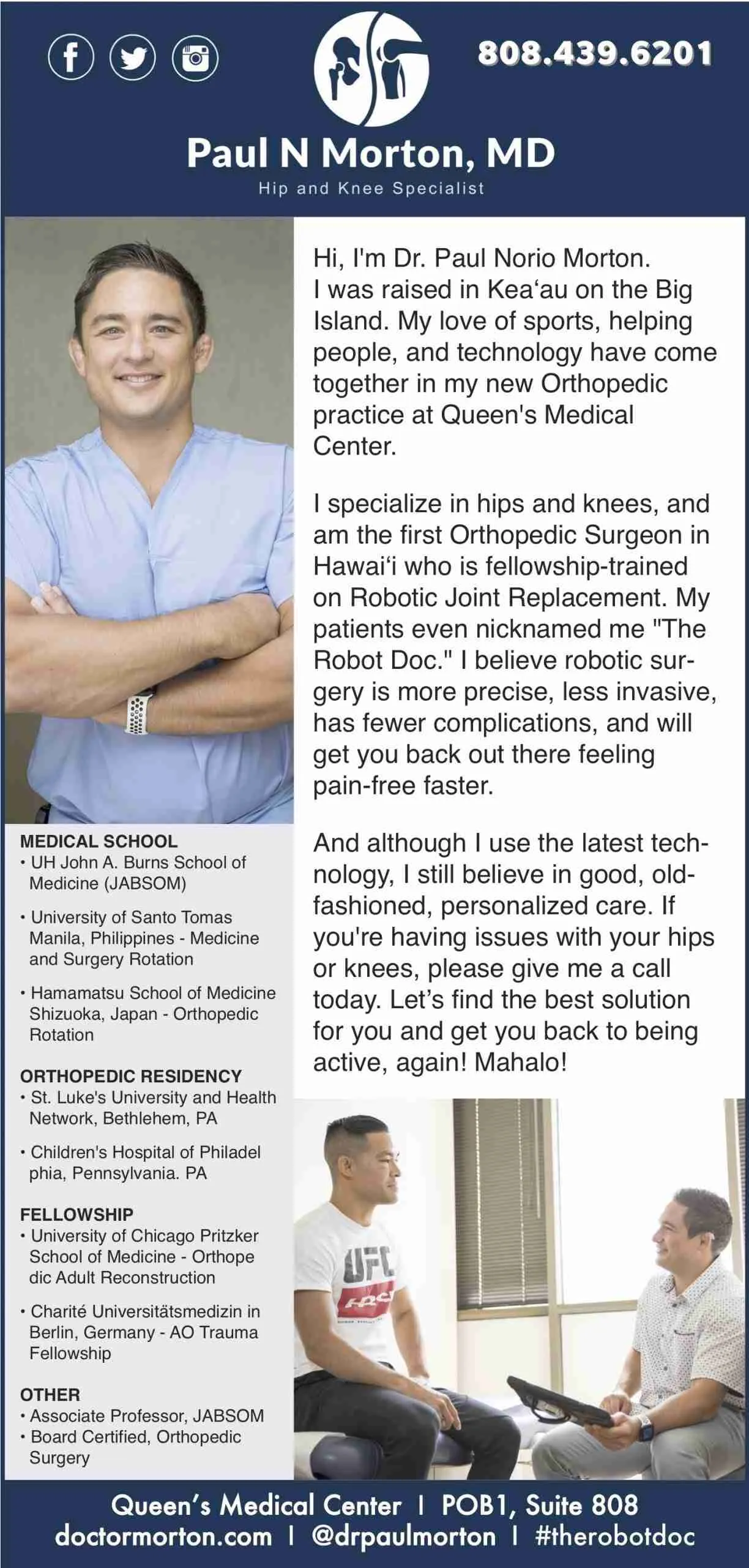 January Midweek Advertisement for Dr. Paul Norio Morton